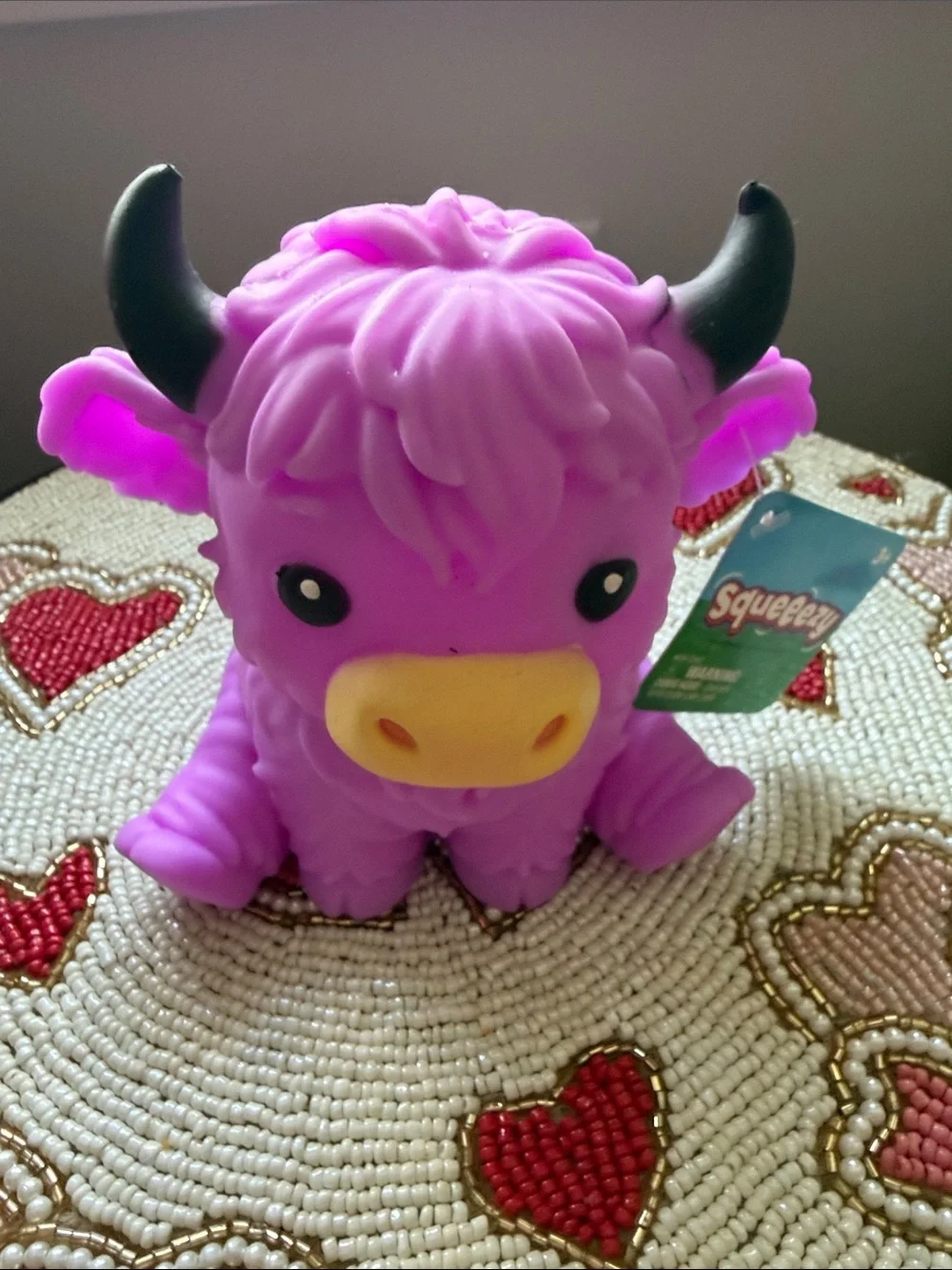 Squeeze Purple Yak Plush with Yellow Snout and Black Horns